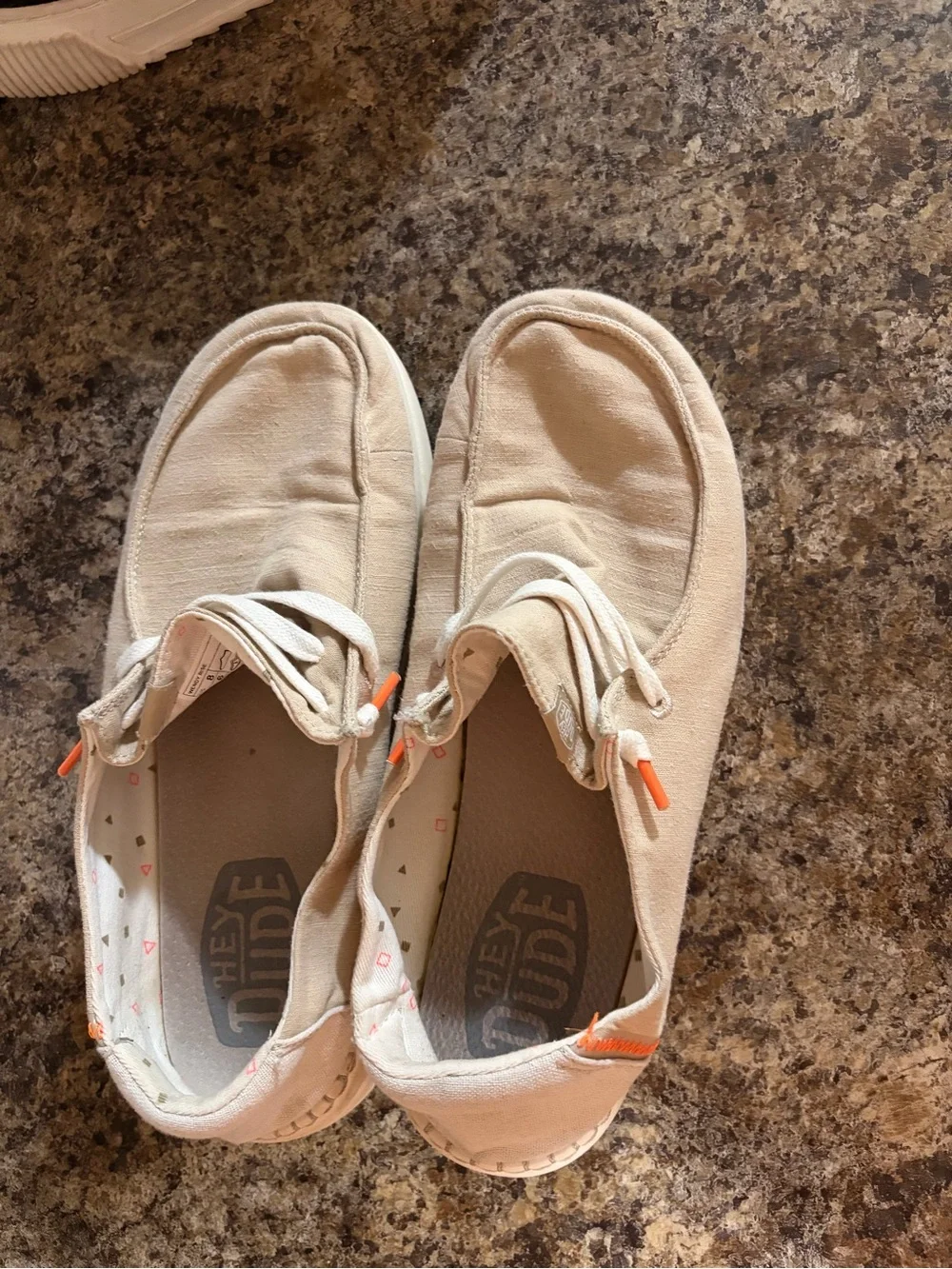 Hey Dude Women's Beige Canvas Slip-On Loafers